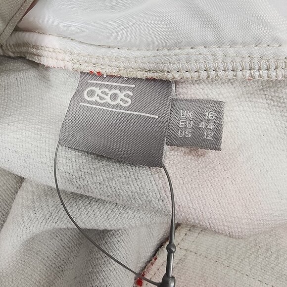 ASOS Womens Size 12 Bold Striped Patriotic V-Back Ruffle Accent Mini Shift Dress - Picture 2 of 12